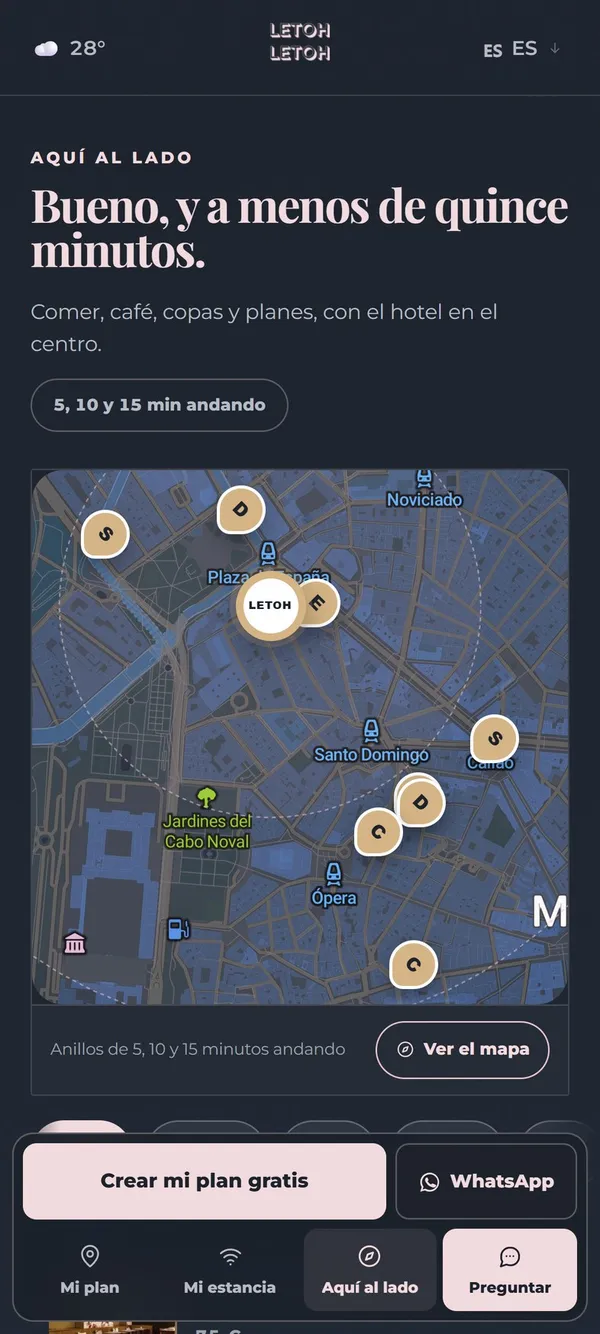 Hub de un hotel con identidad oscura: sitios a menos de quince minutos